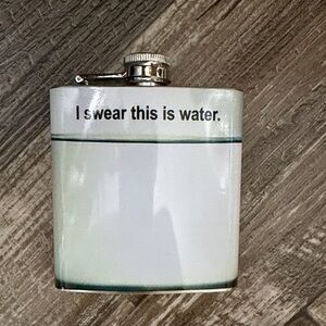 White Stainless Flask with Humorous Text - "I swear this is water."